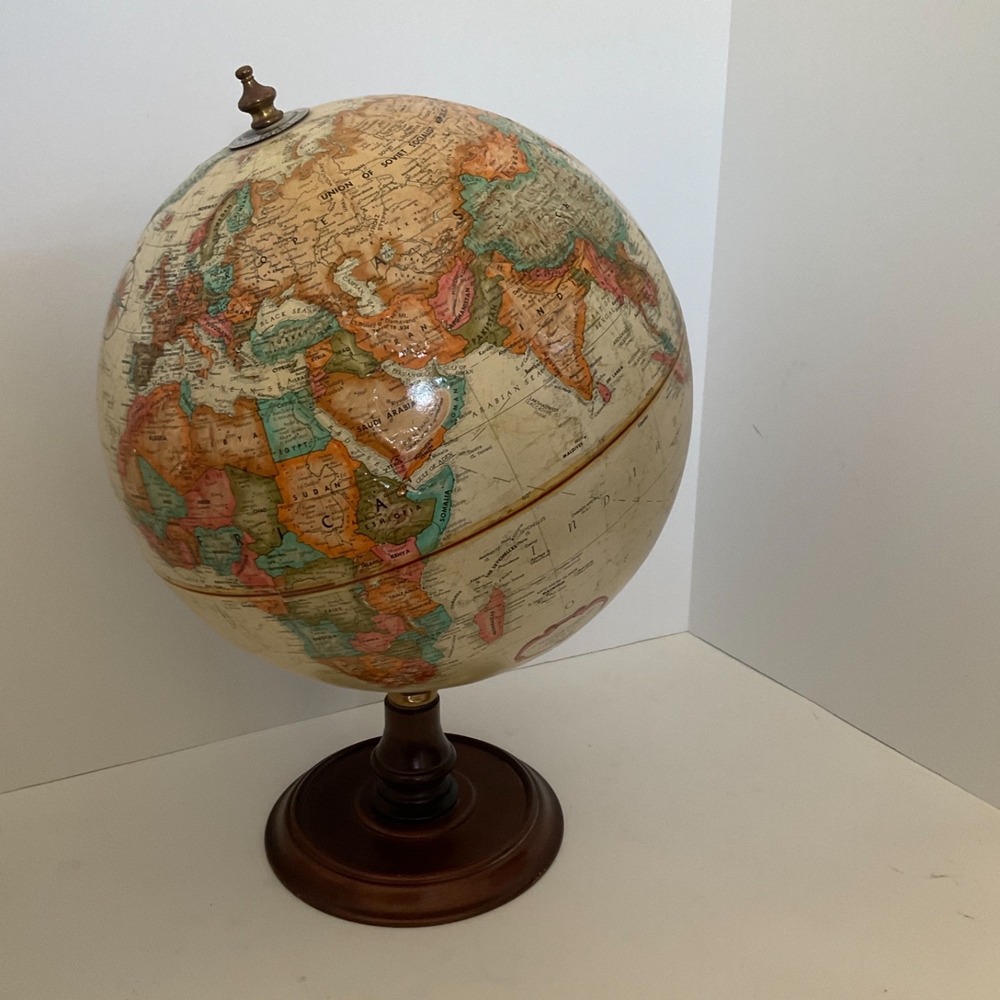 Vintage Replogle 12" Globe USSR Raised Relief Cold War World Classic Tolman